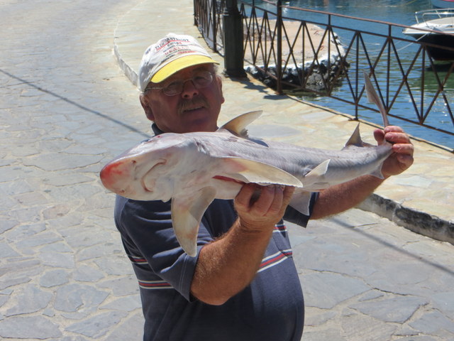 George with the catch of the day to be served at his taverna