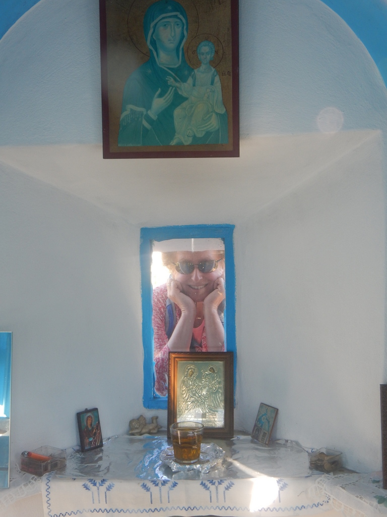 Tiny chapel in the Mikro Horio of Agathonisi was religious paintings and icons including the rare Our Lady in the Sunglasses