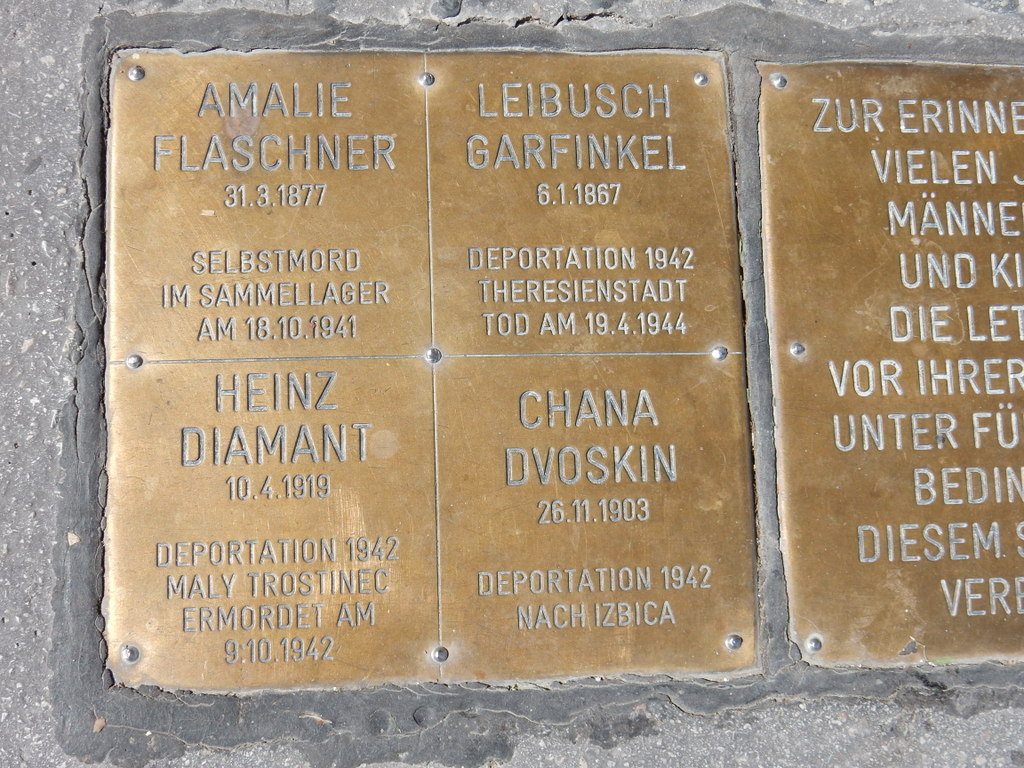 Memorial to the Jewish victims of the Holocaust who lived in this Vienna apartment building