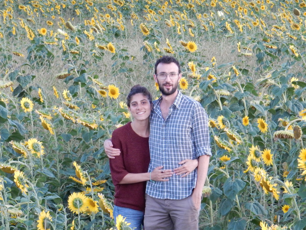 Ben and Irene in a field of sunflowers
