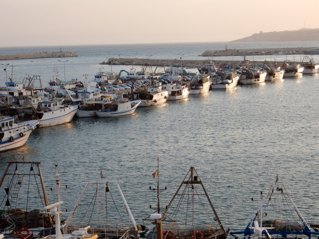 Fishing boats line the docks in Sciacca. Italy